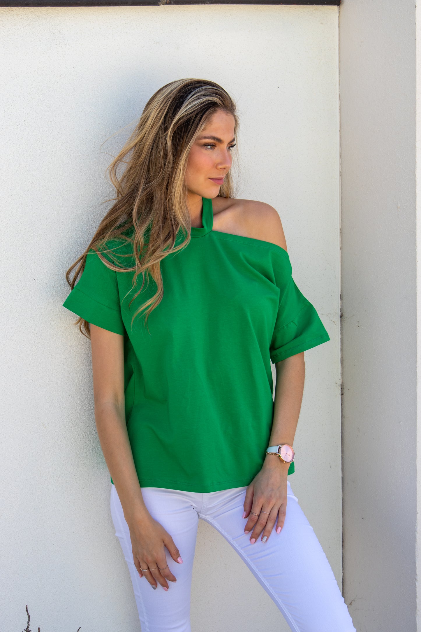 Green Off Shoulder Top