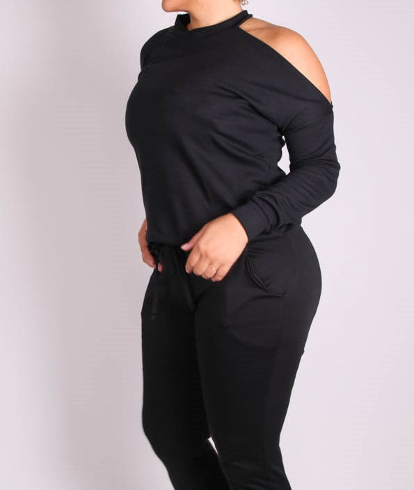 Plus Size One Shoulder Cut Out Top