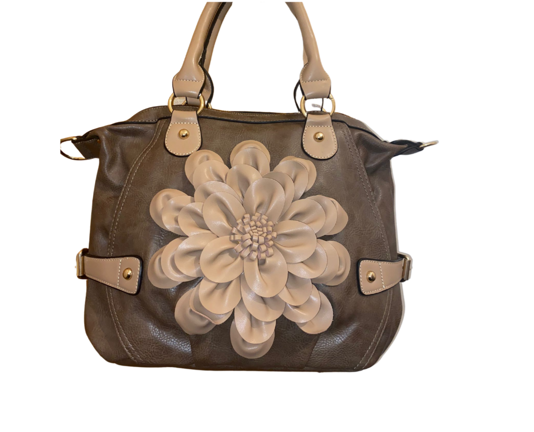 Taupe Flower Detail Handbag