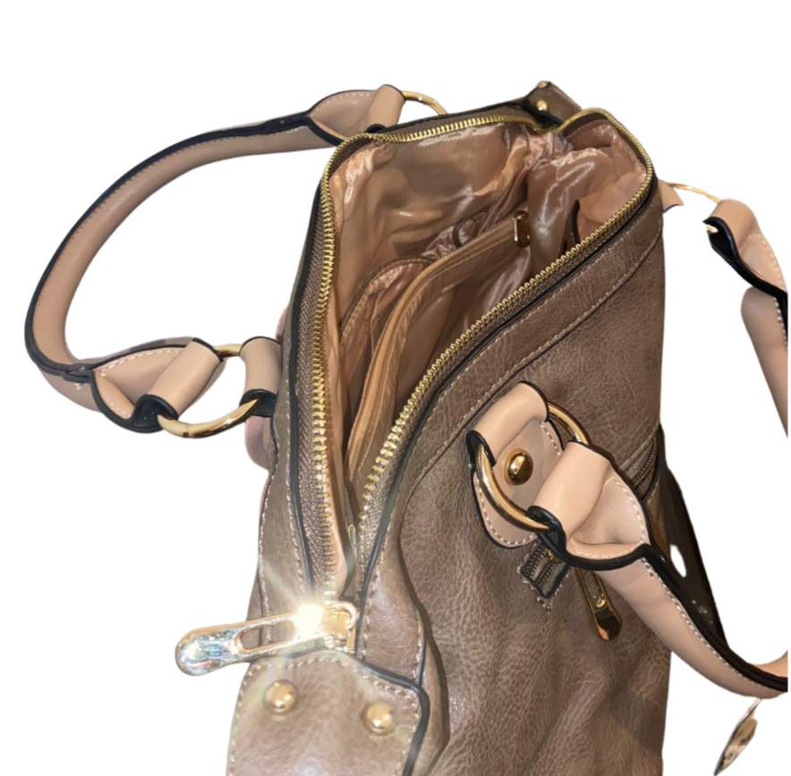 Taupe Flower Detail Handbag