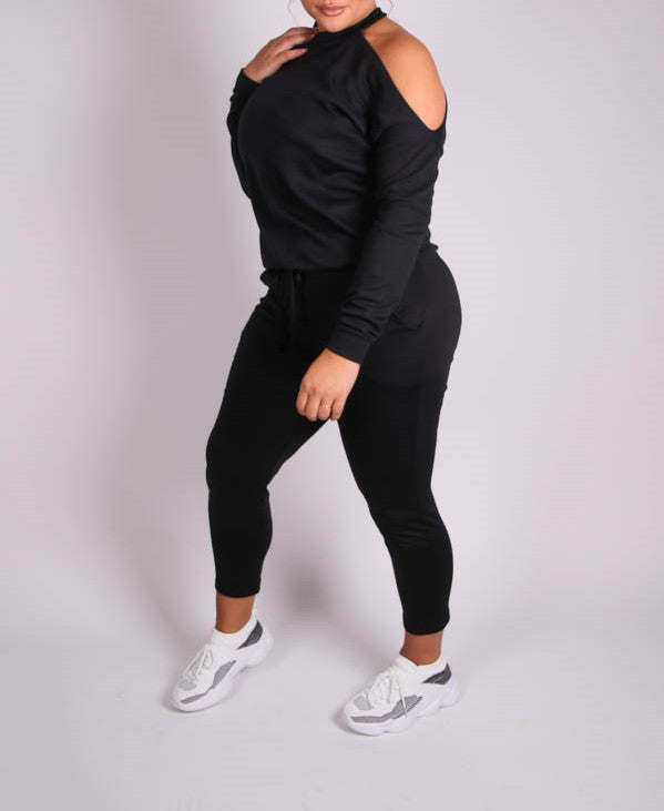 Plus Size One Shoulder Cut Out Top