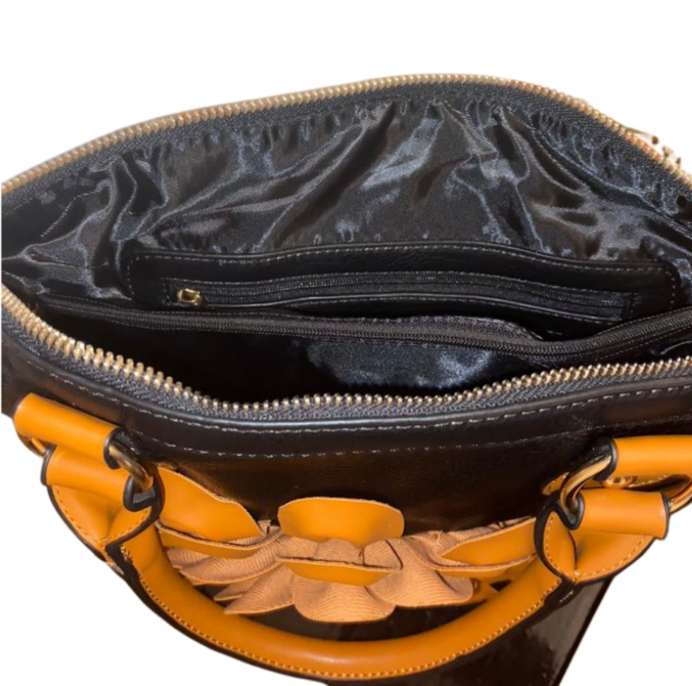 Black Flower Detail Handbag
