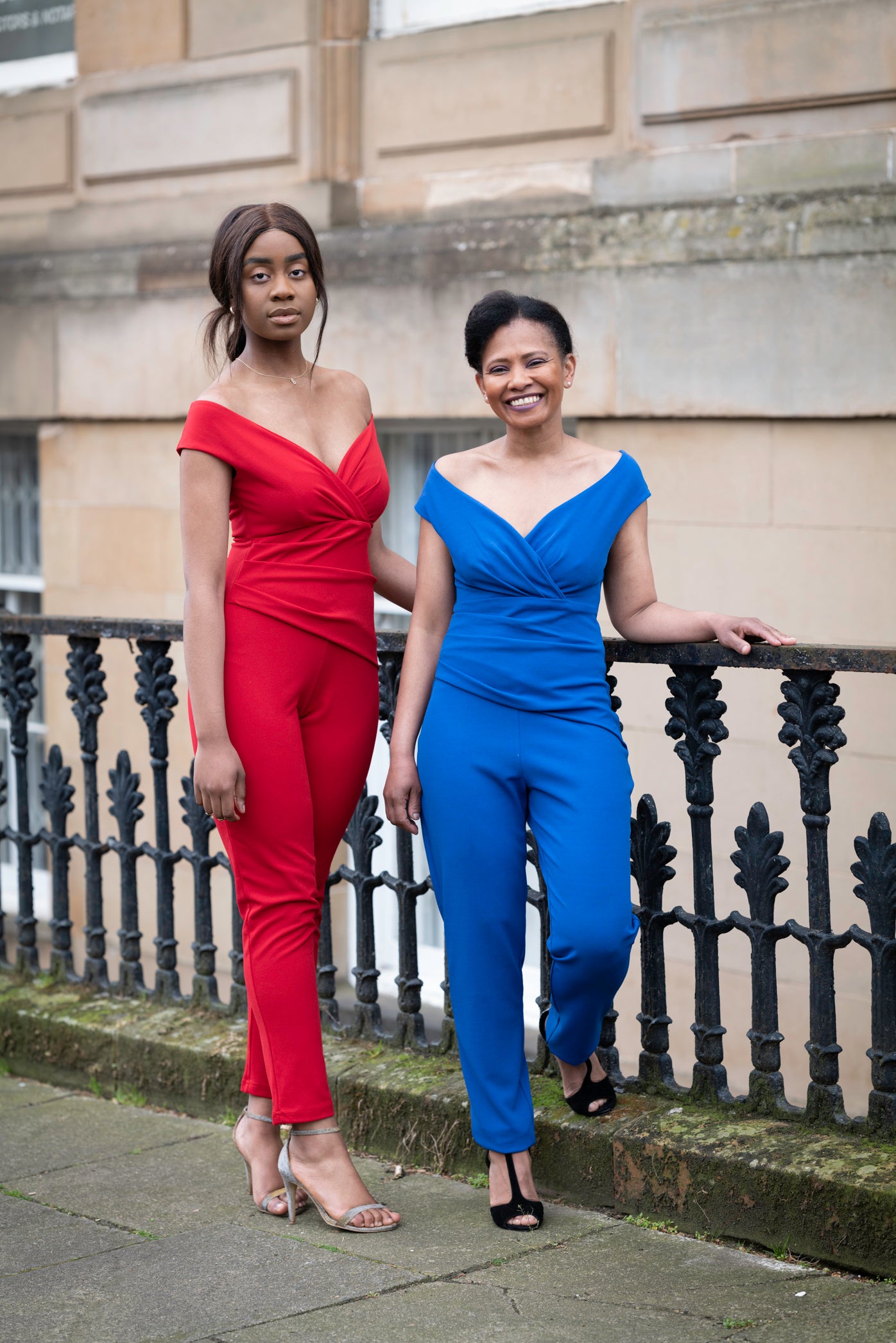 Blue Bardot Pleated Jumpsuit