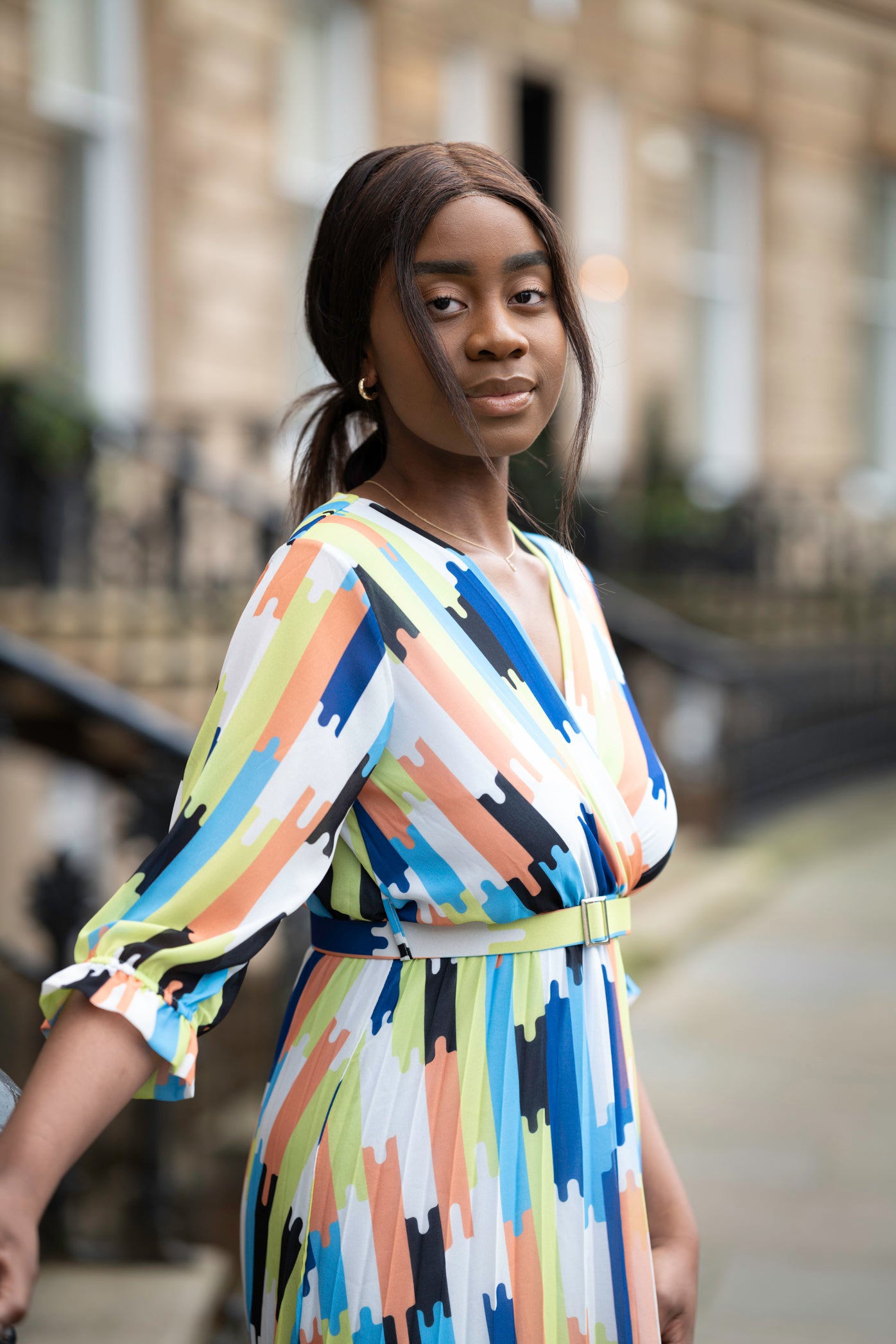 Multicoloured Chiffon Pleated Maxi Dress
