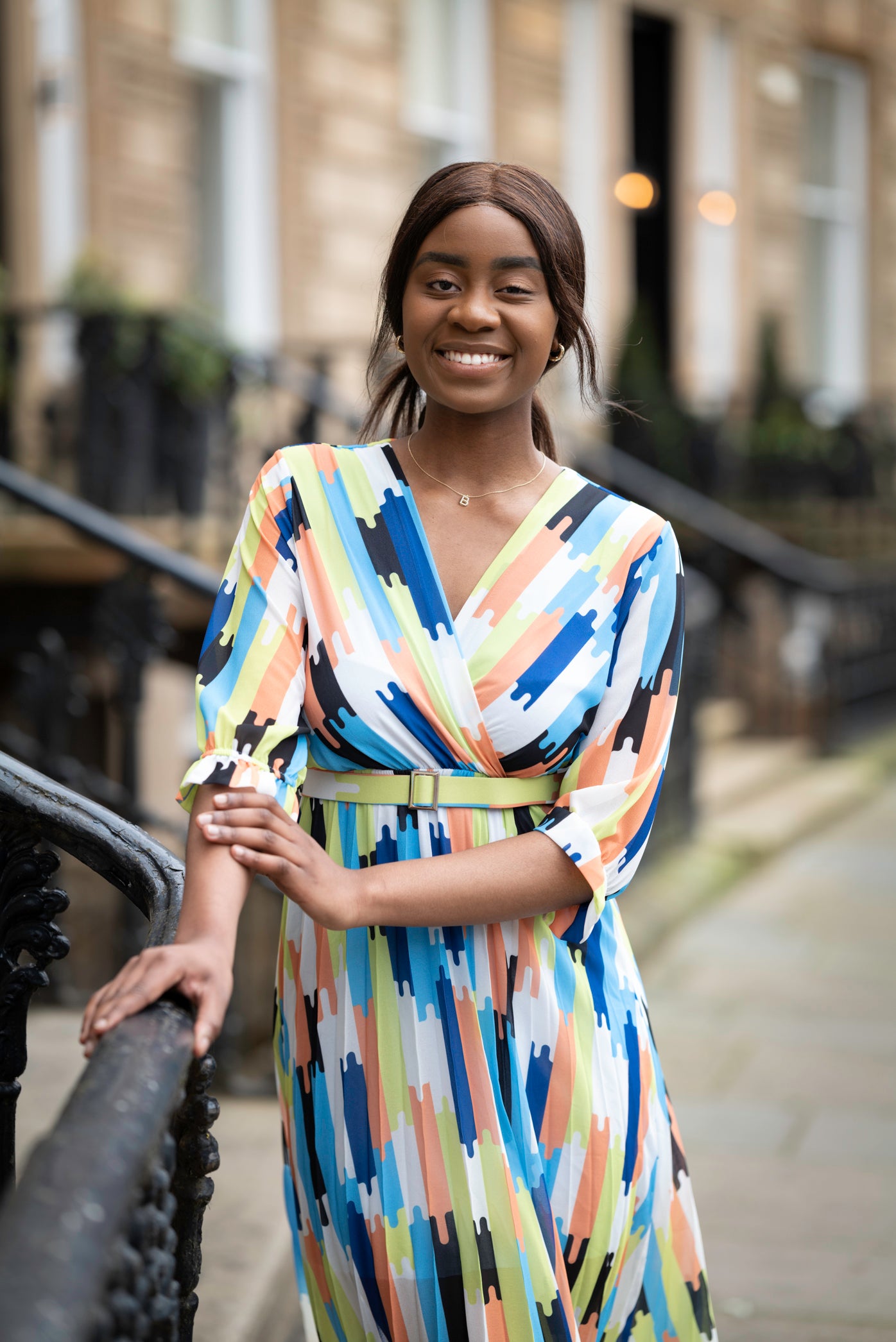 Multicoloured Chiffon Pleated Maxi Dress