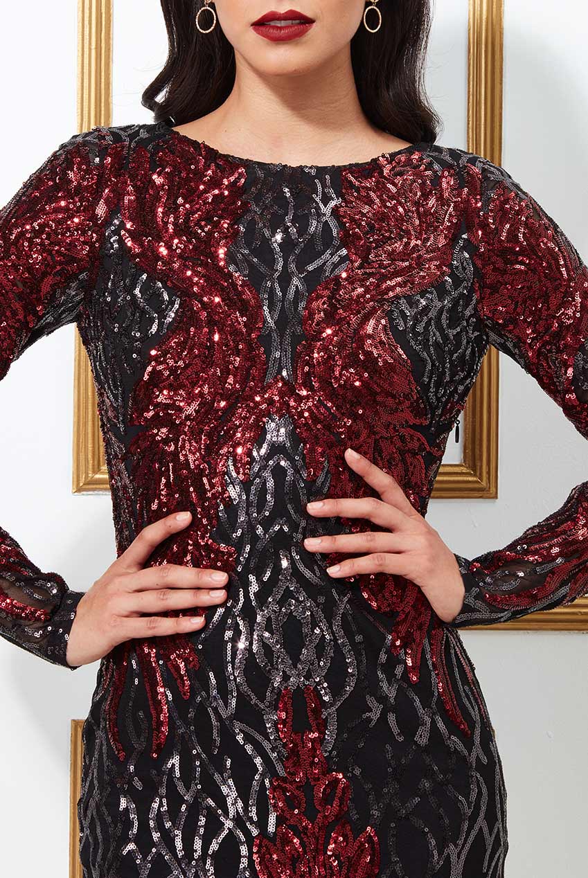Long Sleeve Sequin Mini Dress