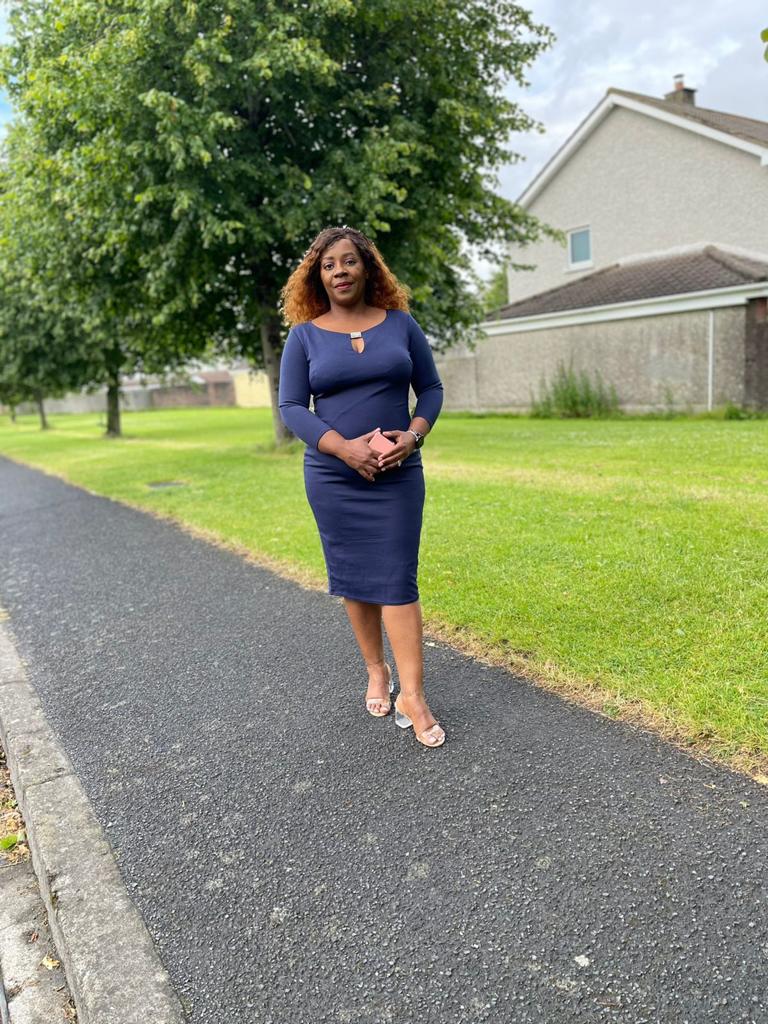 Navy Keyhole Front Midi Dress