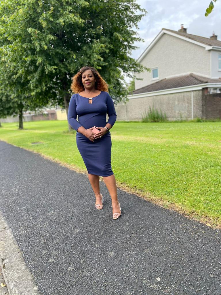 Navy Keyhole Front Midi Dress