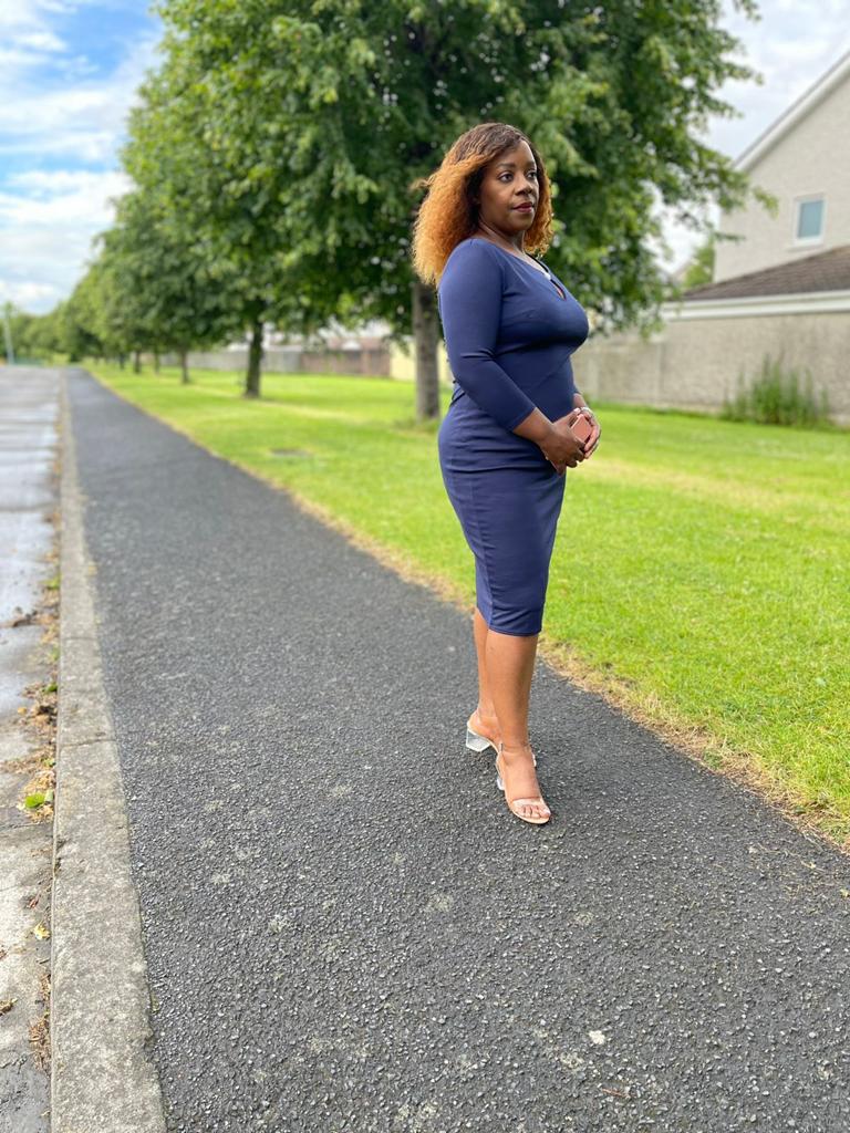 Navy Keyhole Front Midi Dress