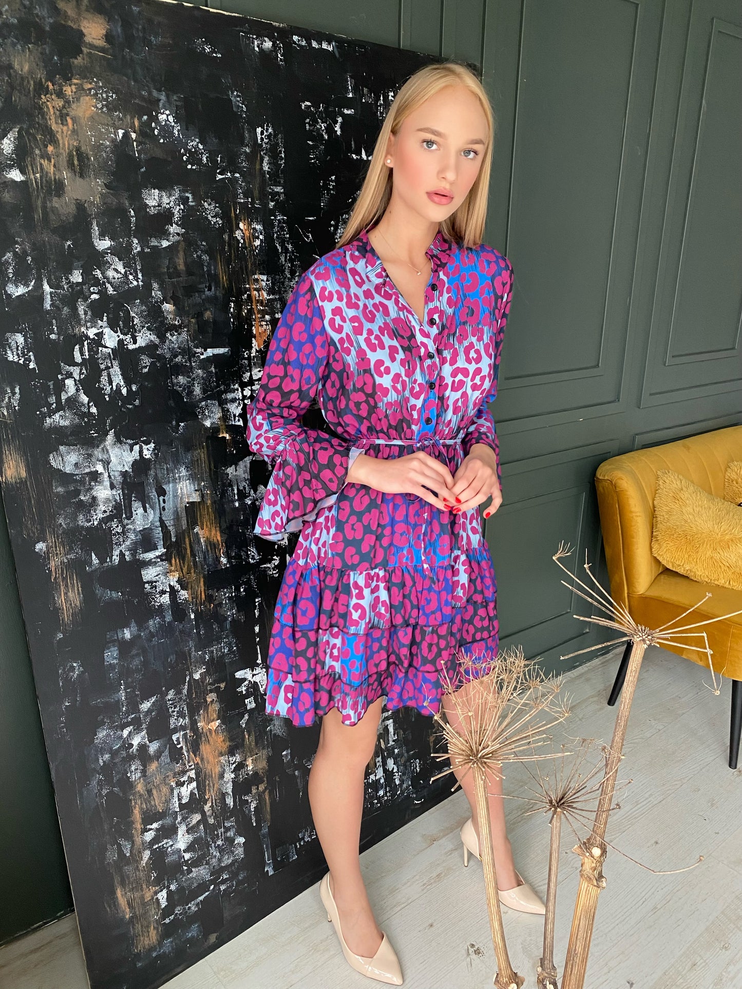 Purple Ruffle Wrap Dress