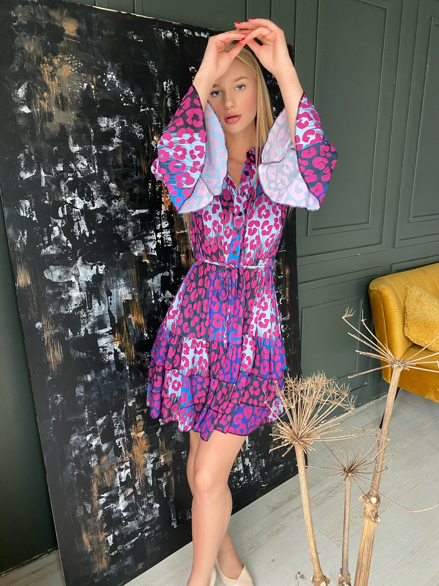 Purple Ruffle Wrap Dress