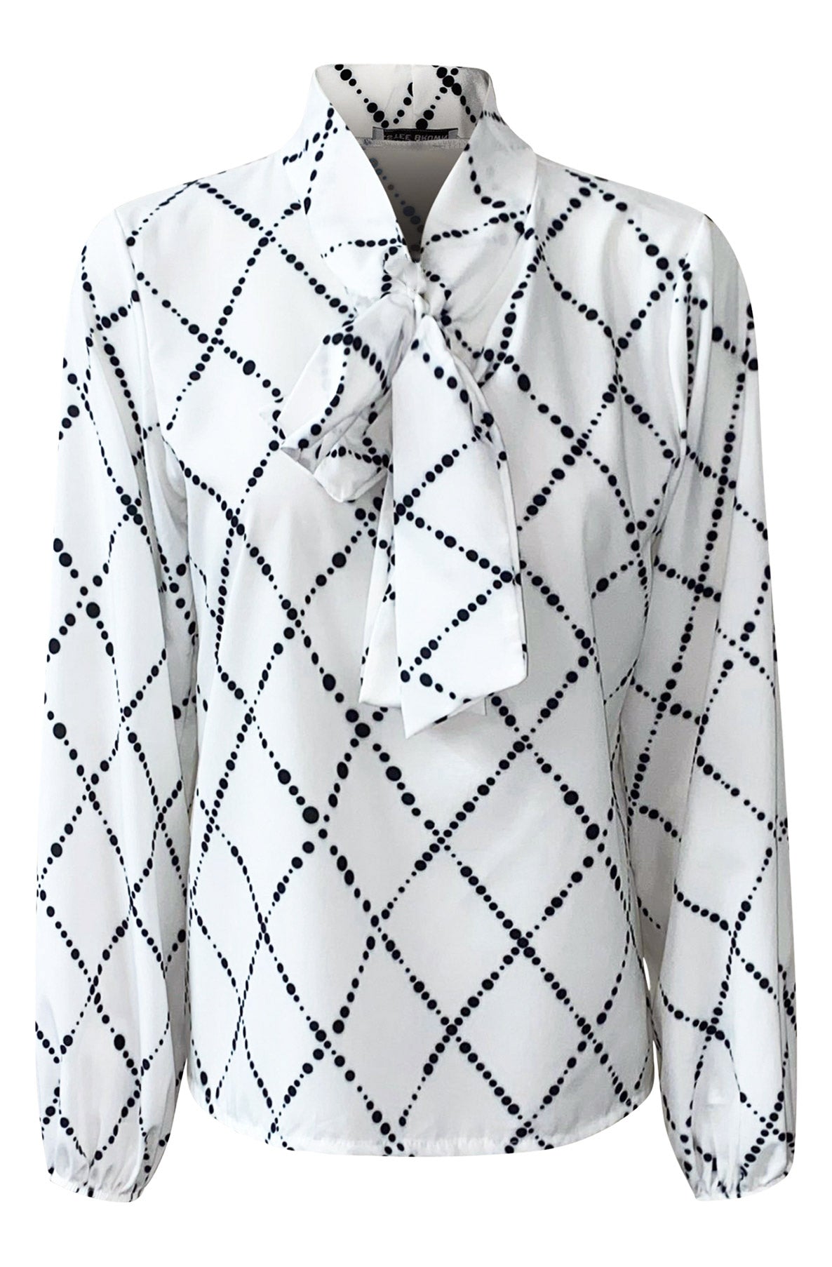 White and Black Pussybow Top