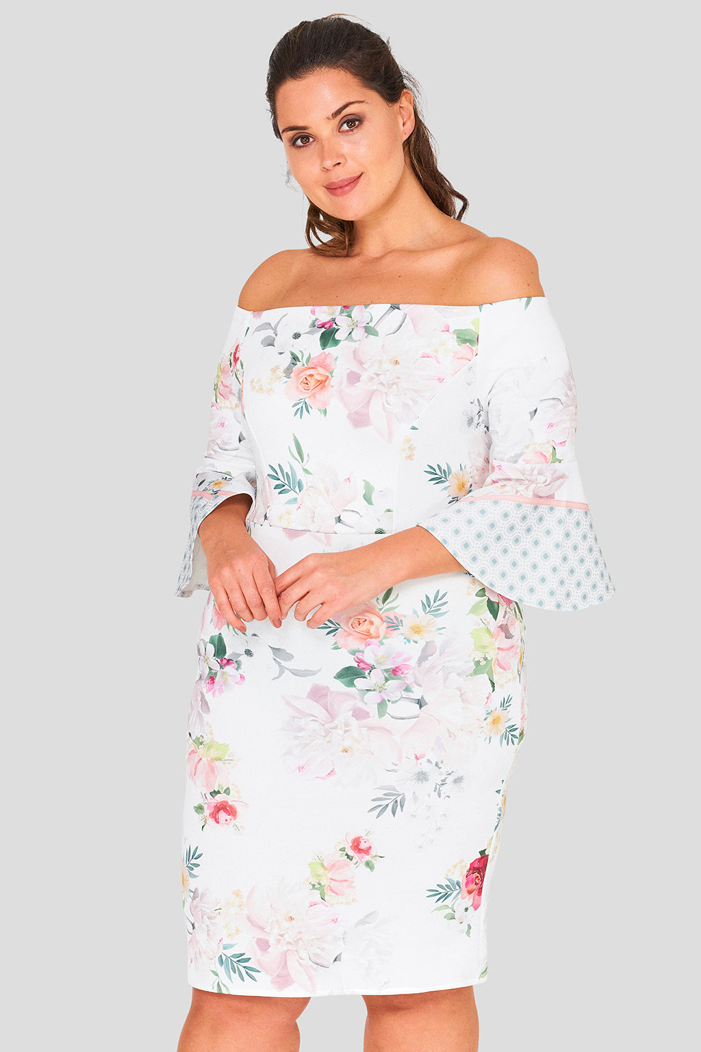 Plus Size Bell Sleeve Floral Dress