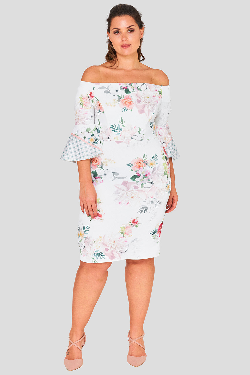 Plus Size Bell Sleeve Floral Dress