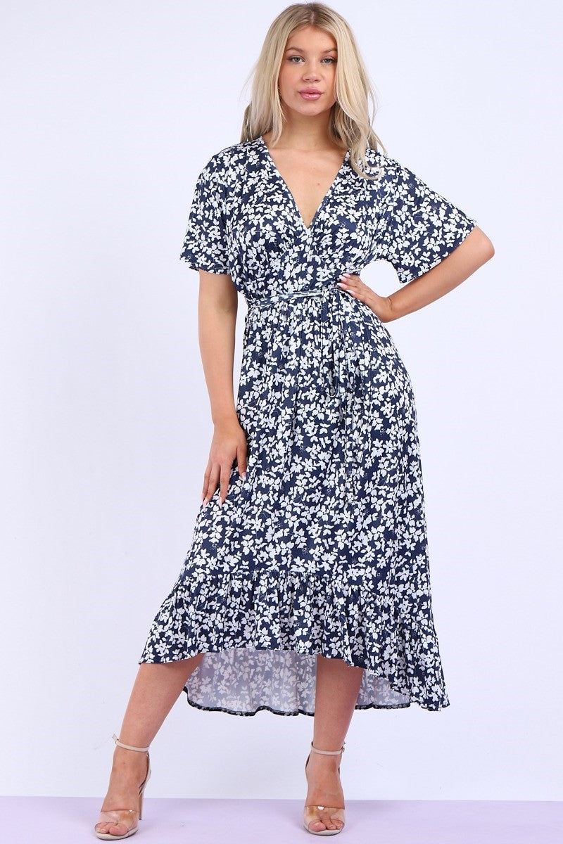 Plus Size Floral Navy Dress