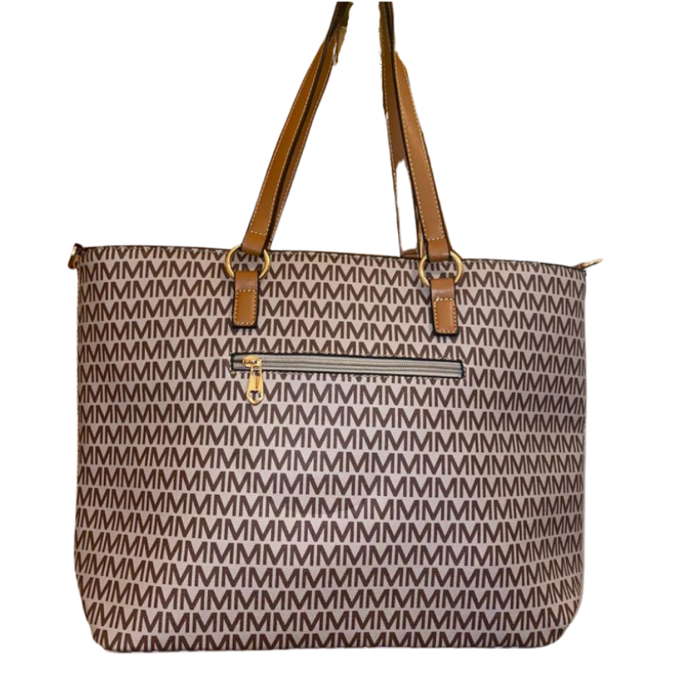 Brown Canvas Print Handbag