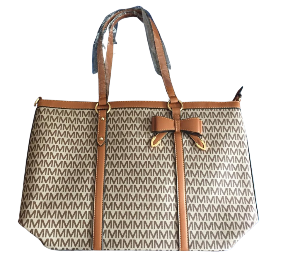 Brown Canvas Print Handbag