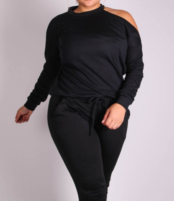 Plus Size One Shoulder Cut Out Top