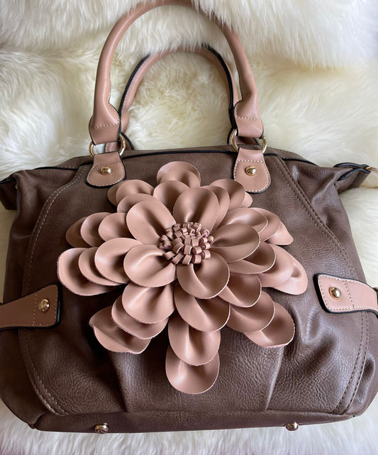 Taupe Flower Detail Handbag