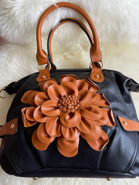 Black Flower Detail Handbag